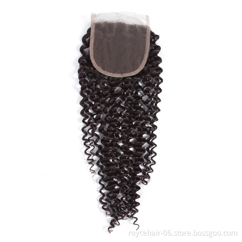 30 32 34 36 Inch High Quality Raw Virgin Peruvian Kinky Curly Human Hair Weaves with Lace Frontal Closure